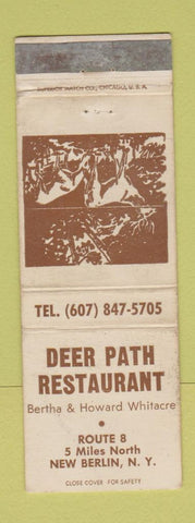 Matchbook Cover - Deer Path Restaurant New Berlin NY WORN