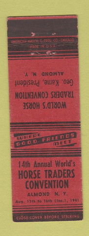 Matchbook Cover - Horse Traders Convention Almond NY 1941