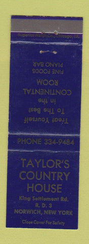 Matchbook Cover - Taylor's Country House Norwich NY WEAR
