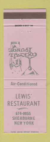 Matchbook Cover - Lewis' Restaurant Sherburne NY