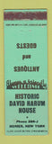 Matchbook Cover - Historic David Harum House Homer NY Antiques POOR STAINED