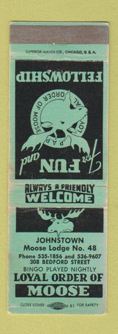 Matchbook Cover - Moose Lodge Johnstown NY WEAR