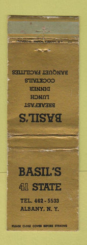 Matchbook Cover - Basil's 41 State Albany NY restaurant WORN