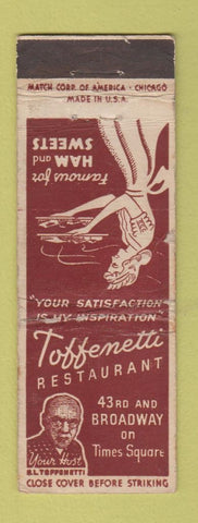 Matchbook Cover - Toffenetti Restaurant New York City girlie WORN