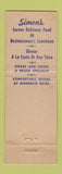 Matchbook Cover - Simon's Hotel Restaurant Niagara Falls NY WEAR