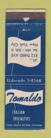 Matchbook Cover - Tomaldo Italian Restaurant New York City WORN