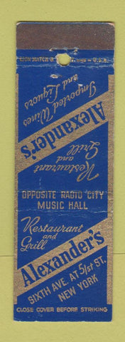 Matchbook Cover - Alexander's Restaurant New York City