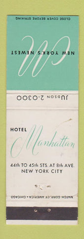 Matchbook Cover - Hotel Manhattan New York City
