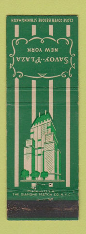 Matchbook Cover - Savoy Plaza Hotel New York City WORN