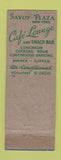 Matchbook Cover - Savoy Plaza Hotel New York City WORN