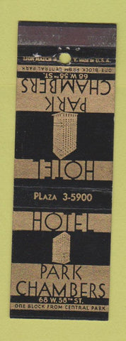 Matchbook Cover - Hotel Park Chambers New York CIty