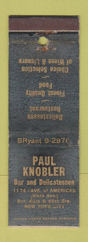 Matchbook Cover - Paul Knobler Restaurant Deli New York City WORN