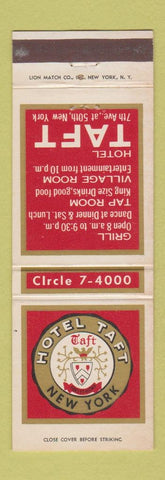 Matchbook Cover - Hotel Taft New York City