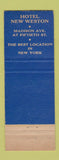 Matchbook Cover - Hotel New Weston New York City