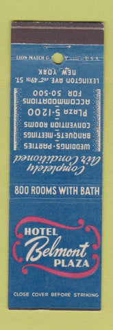 Matchbook Cover - Hotel Belmont Plaza New York City