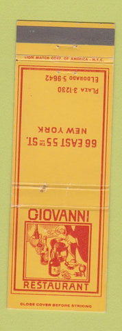 Matchbook Cover - Giovanni Restaurant New York City WEAR