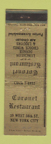 Matchbook Cover - Coronet Restaurant New York City WEAR