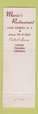 Matchbook Cover - Mario's Restaurant Lake George NY