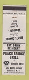 Matchbook Cover - Peace Bridge Grill Buffalo NY
