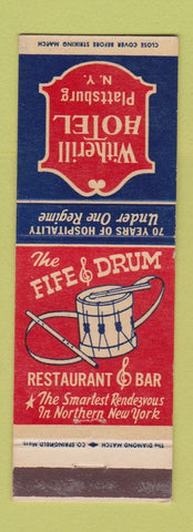 Matchbook Cover - Witherill Hotel Plattsburg NY Fife and Drum