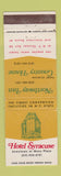 Matchbook Cover - Hotel Syracuse NY Northway Inn Country House WEAR