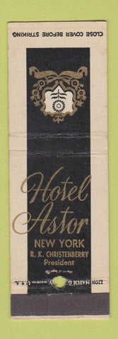 Matchbook Cover - Hotel Astor New York City