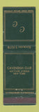 Matchbook Cover - Cavendish Club New York City