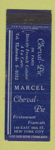 Matchbook Cover - Cheval Pie Restaurant French New York City WEAR