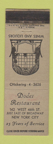 Matchbook Cover - Dodes Restaurant New York City WEAR