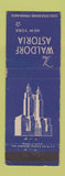 Matchbook Cover - Waldorf Astoria Hotel New York City WEAR