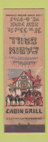 Matchbook Cover - Cabin Grill New York City
