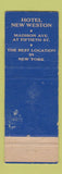 Matchbook Cover - Hotel New Weston New York City WEAR