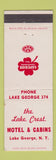 Matchbook Cover - The Lake Crest Motel Lake George NY low phone #