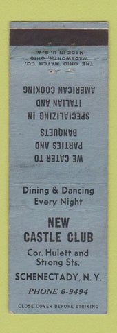 Matchbook Cover - New Castle Club Schenectady NY Italian