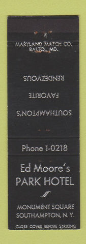 Matchbook Cover - Ed Moore's Park Hotel Southampton NY