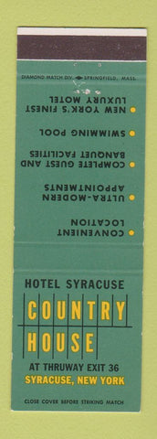 Matchbook Cover - Hotel Syracuse Country House Syracuse NY