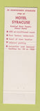 Matchbook Cover - Hotel Syracuse Country House Syracuse NY