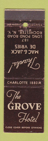 Matchbook Cover - The Grove Hotel Rochester NY WEAR