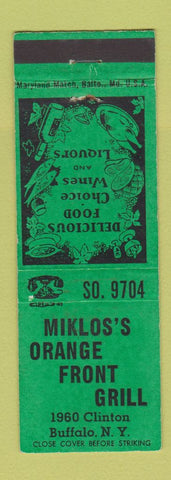 Matchbook Cover - Miklos's Orange Front Grill Buffalo NY