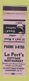 Matchbook Cover - La Port's Cottage Restaurant Lockport NY WEAR