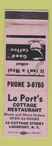 Matchbook Cover - La Port's Cottage Restaurant Lockport NY WEAR