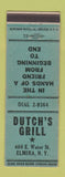 Matchbook Cover - Dutch's Grill Elmira NY