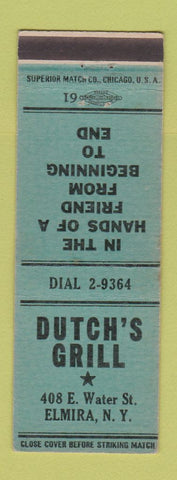 Matchbook Cover - Dutch's Grill Elmira NY