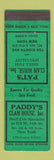 Matchbook Cover - Paddy's Clam House New York City
