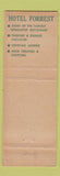 Matchbook Cover - Hotel Forrest New York City