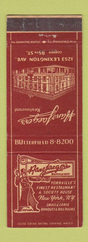 Matchbook Cover - Hans Jaeger's Restaurant New York City WEAR