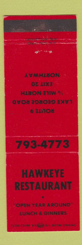 Matchbook Cover - Hawkeye Restaurant Lake George NY