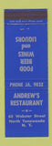 Matchbook Cover - Andrew's Restaurant North Tonawanda NY