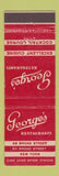 Matchbook Cover - George's Restaurants New York City