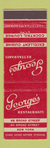 Matchbook Cover - George's Restaurants New York City
